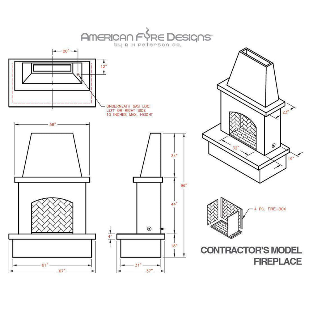 American Fyre Designs Contractor's Model Outdoor Gas Fireplace