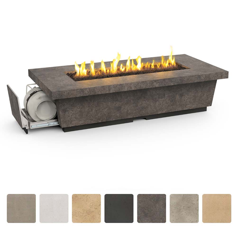 American Fyre Designs Contempo Long LP Select 76-Inch Rectangular GFRC Chat Height Propan Gas Fire Table