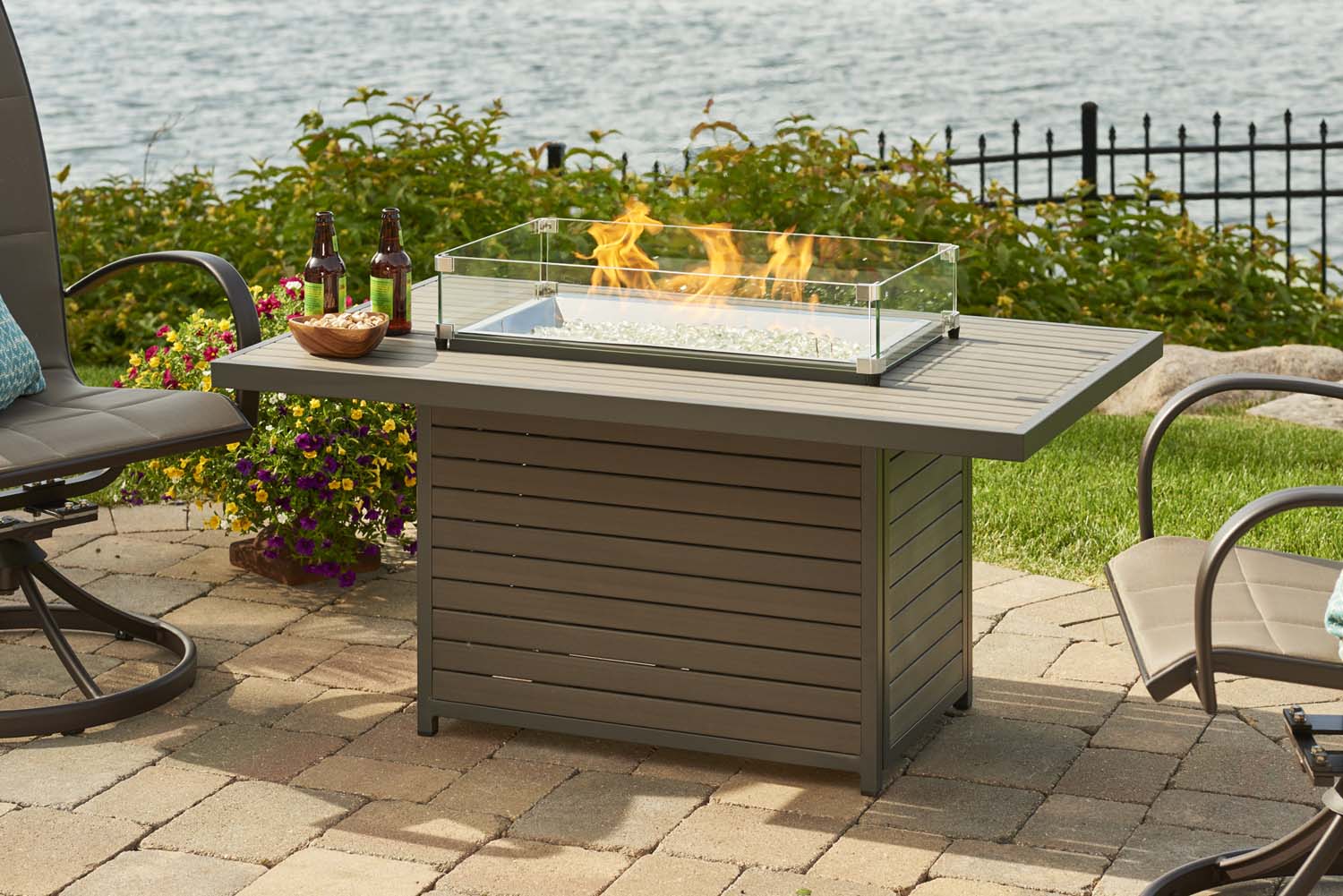 The Outdoor GreatRoom Company BRK-1224-19-K Brooks Gas Fire Pit Table, 30.75x50-Inches