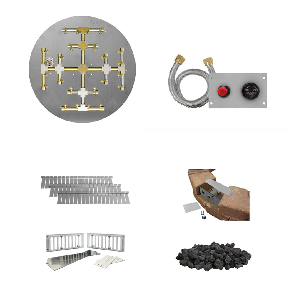 Firegear FPB-DPSSFTPSI-PK Flame Sensing Spark Ignition Pro Series Burning Snowflake With Round Flat Pan For Paver Blocks