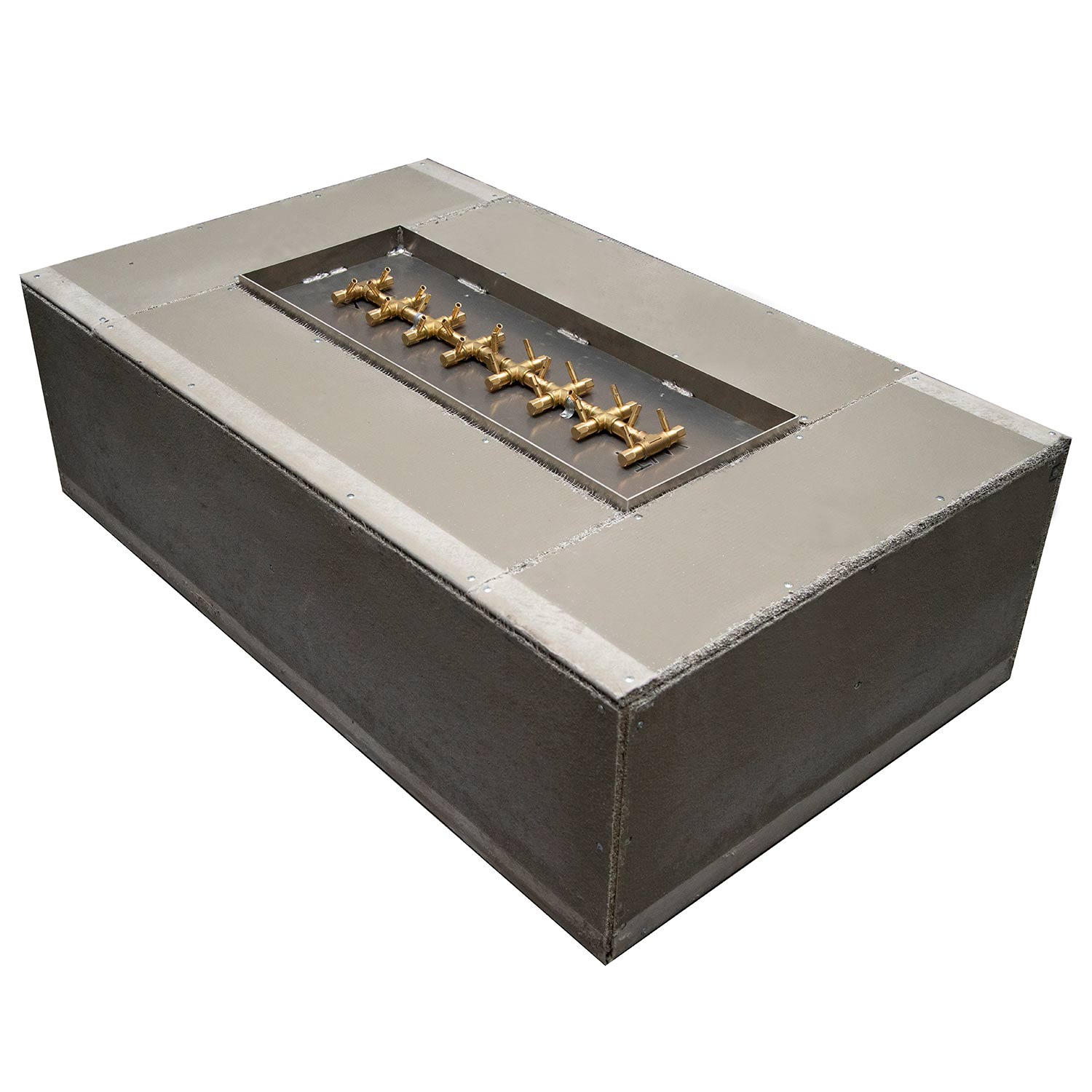 Crossfire by Warming Trends 60x36-Inch Rectangular Ready-to-Finish Fire Pit Enclosure with Tree-Style Gas Burner Kit