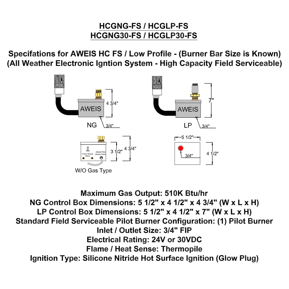 Fire by Design HCG-FS Field Serviceable High Capacity AWEIS Electronic Gas Fire Pit Ignition System