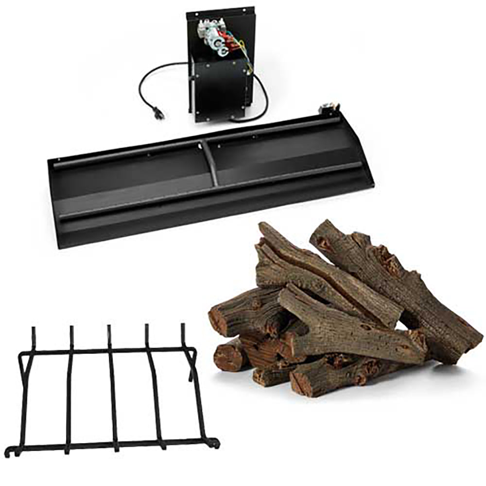 HPC Fire Duel-Step Electronic Ignition Gas Fireplace Insert with Log Set