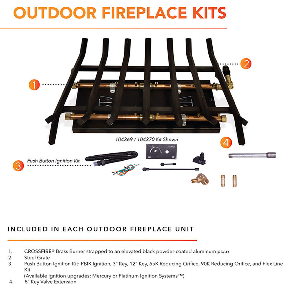 Warming Trends Outdoor Fireplace Kit for 36-Inch Opening or Larger, Tree-Style Burner