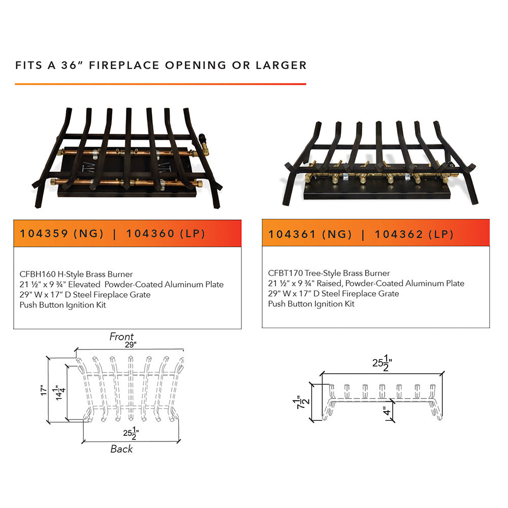 Warming Trends Outdoor Fireplace Kit for 36-Inch Opening or Larger, Tree-Style Burner