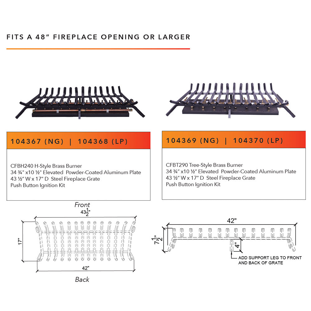 Warming Trends Outdoor Fireplace Kit for 48-Inch Opening or Larger, Tree-Style Burner