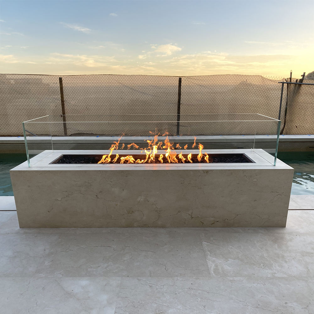 TOP Fires by The Outdoor Plus Cabo 56x38-Inch Linear Concrete Gas Fire Pit