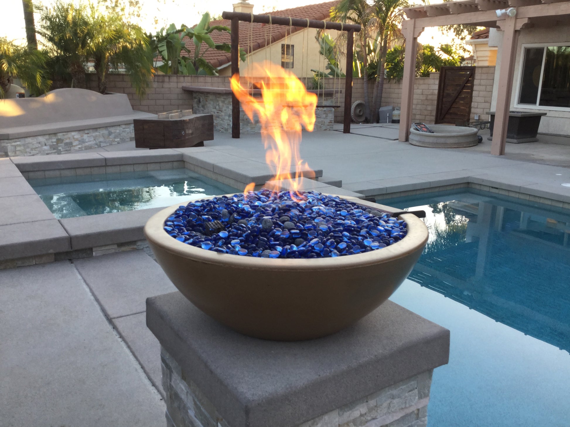 TOP Fires by The Outdoor Plus Sedona Round Concrete Gas Fire and Water Bowl