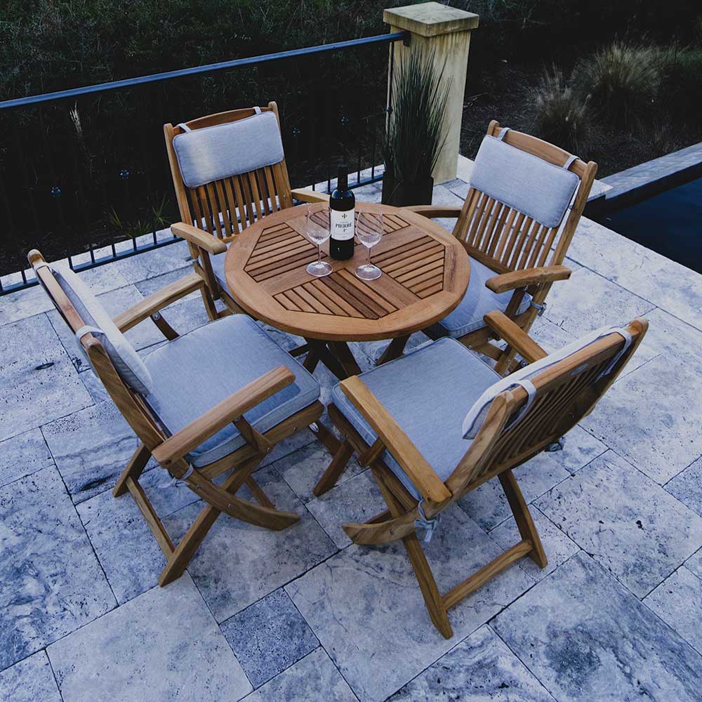Royal Teak Collection P45 5-Piece Teak Patio Dining Set with 30
