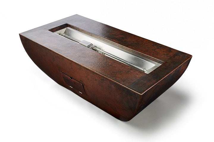HPC Fire Phoenix 47x25-Inch Linear Hammered Copper Gas Fire Pit