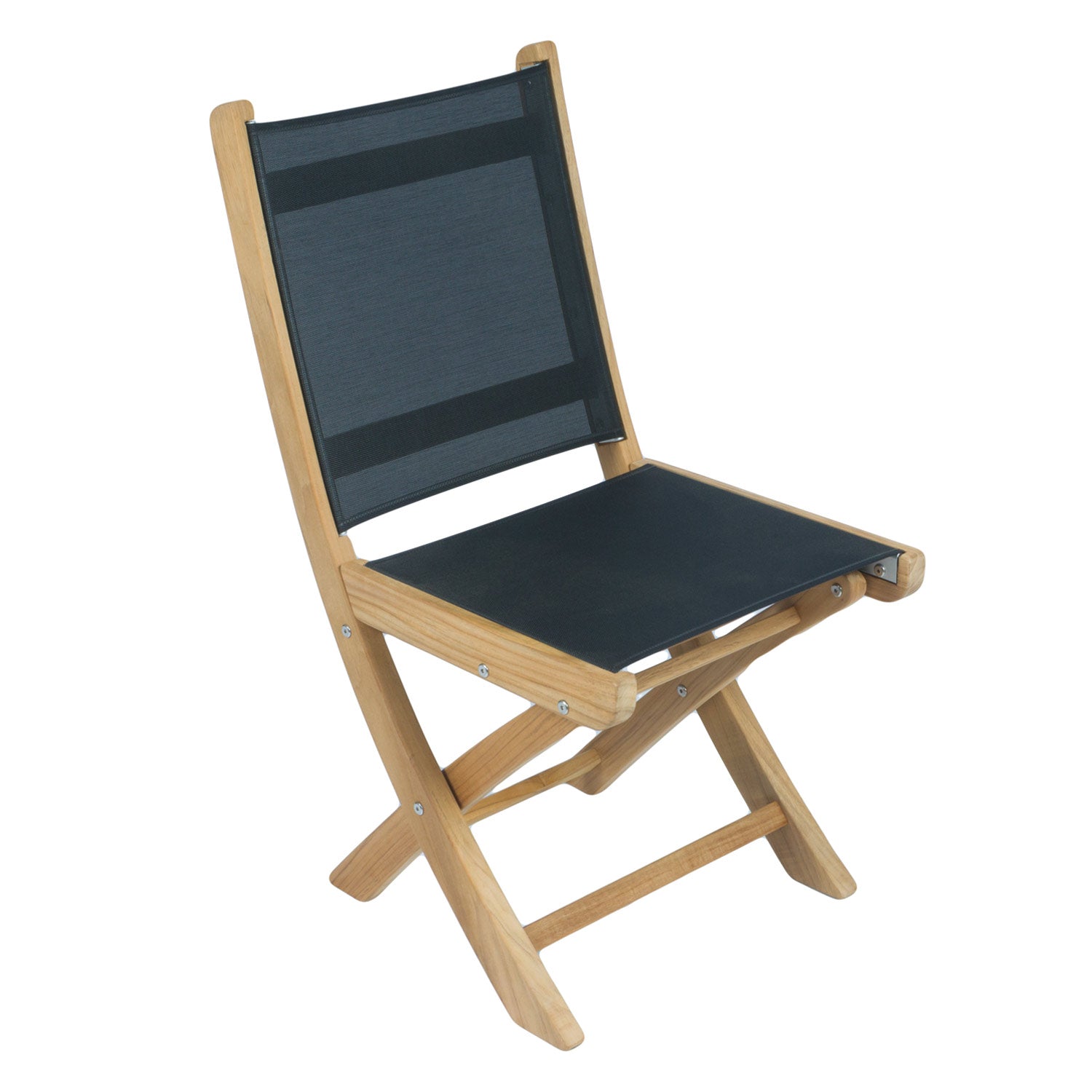 Royal Teak Collection SM Sailmate Teak Sling Folding Side Chair