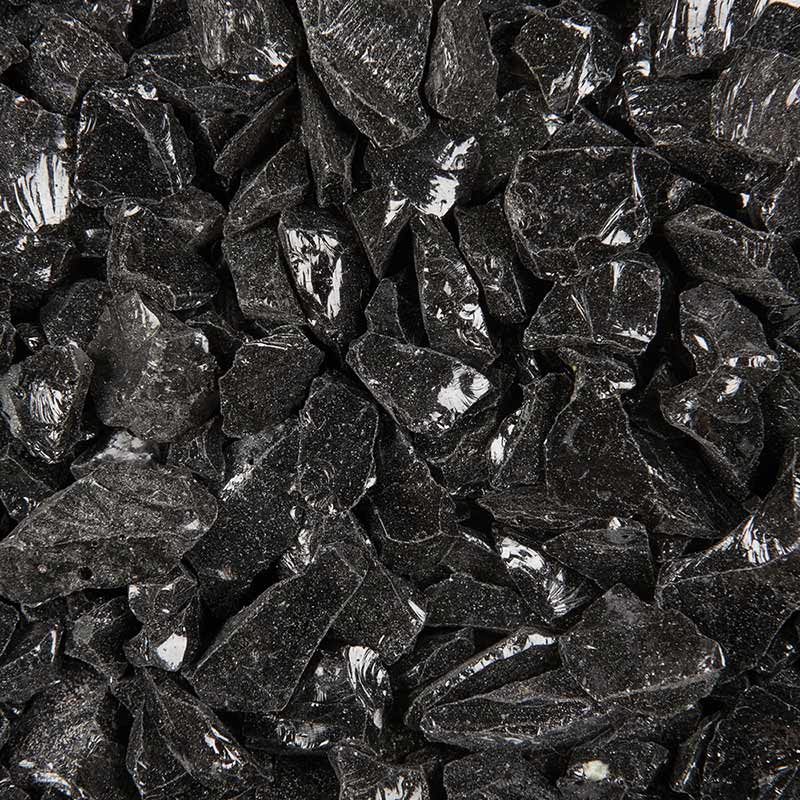Grand Effects Standard 1/2"-3/4" Black Fire Glass, 25 lbs