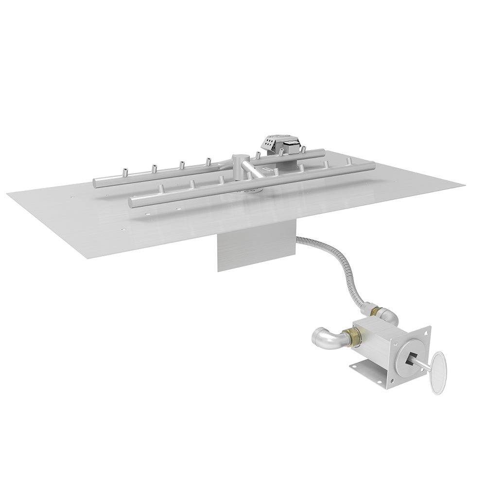 HPC Fire H-Shaped Match Light Ignition Fire Pit Kit with Flat Pan and Torpedo Burner