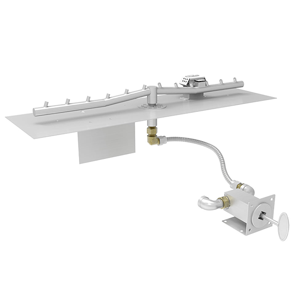 HPC Fire Linear Match Light Ignition Fire Pit Kit with Flat Pan and Torpedo Burner
