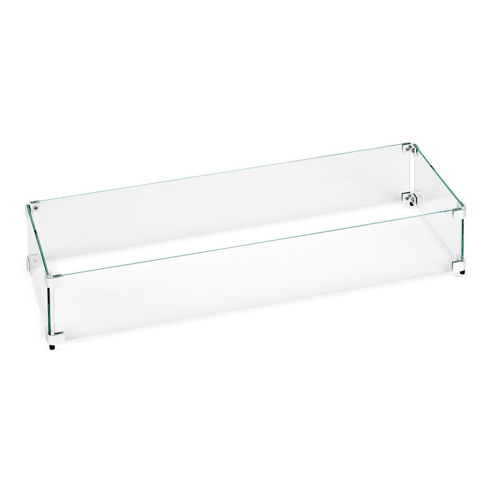 American Fire Glass Fire Pit Glass Wind Guard, Linear, 35.5x11.5 Inch