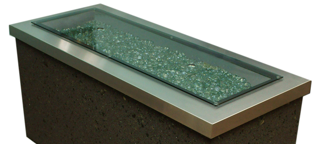 The Outdoor GreatRoom Company Rectangular Gray Glass Burner Cover for CF-1242 Burner, 42.5x13.5-Inches