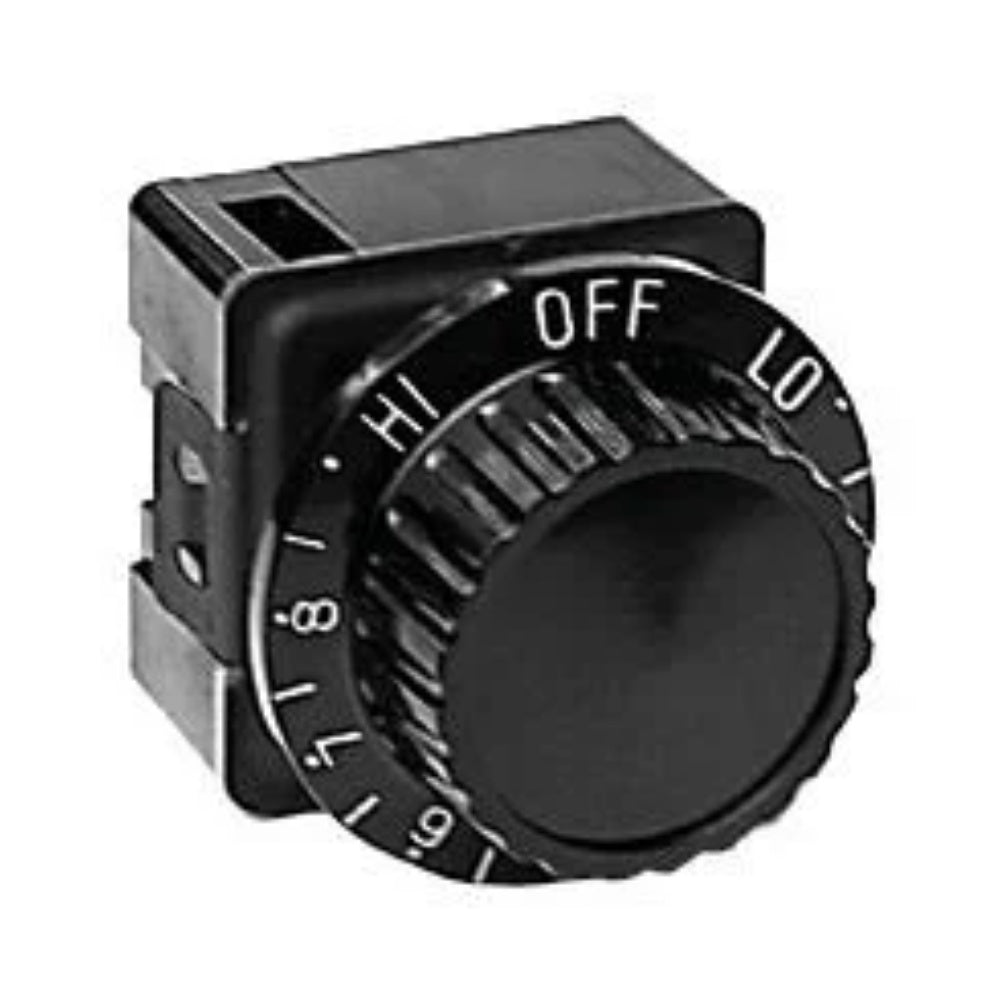 240V input regulator switch with black rotary dial marked OFF, LO, HI
