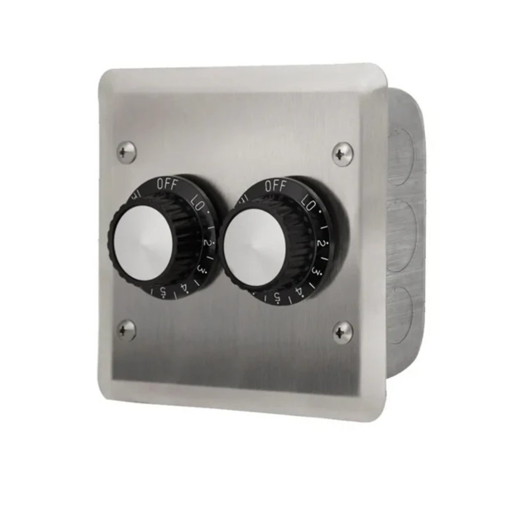 Stainless steel dual rotary wall regulator with two OFF/LO knobs