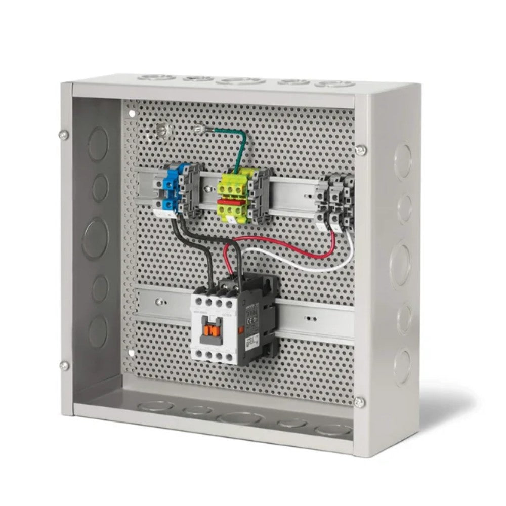 Single contactor panel interior showing breakers, contactors, and terminal blocks