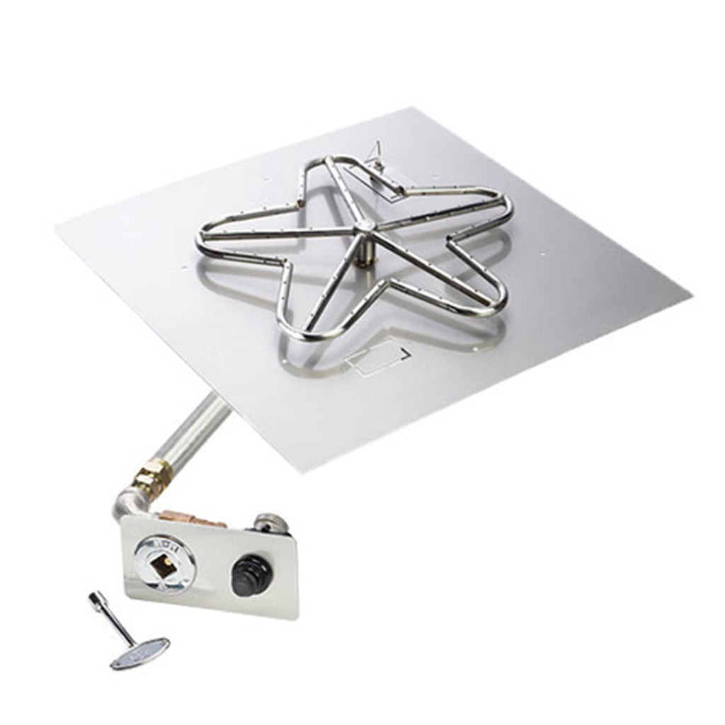 Stainless steel penta burner kit with control valve and square flat pan