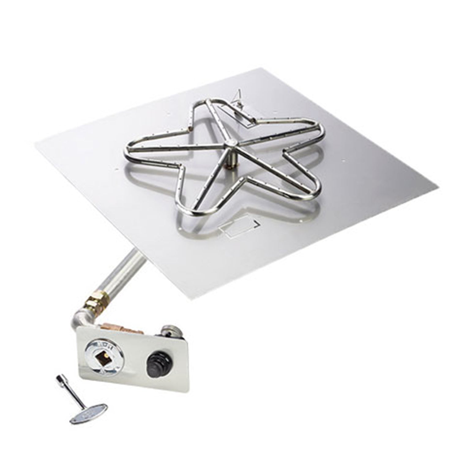 Stainless steel penta burner kit with control valve and square flat pan