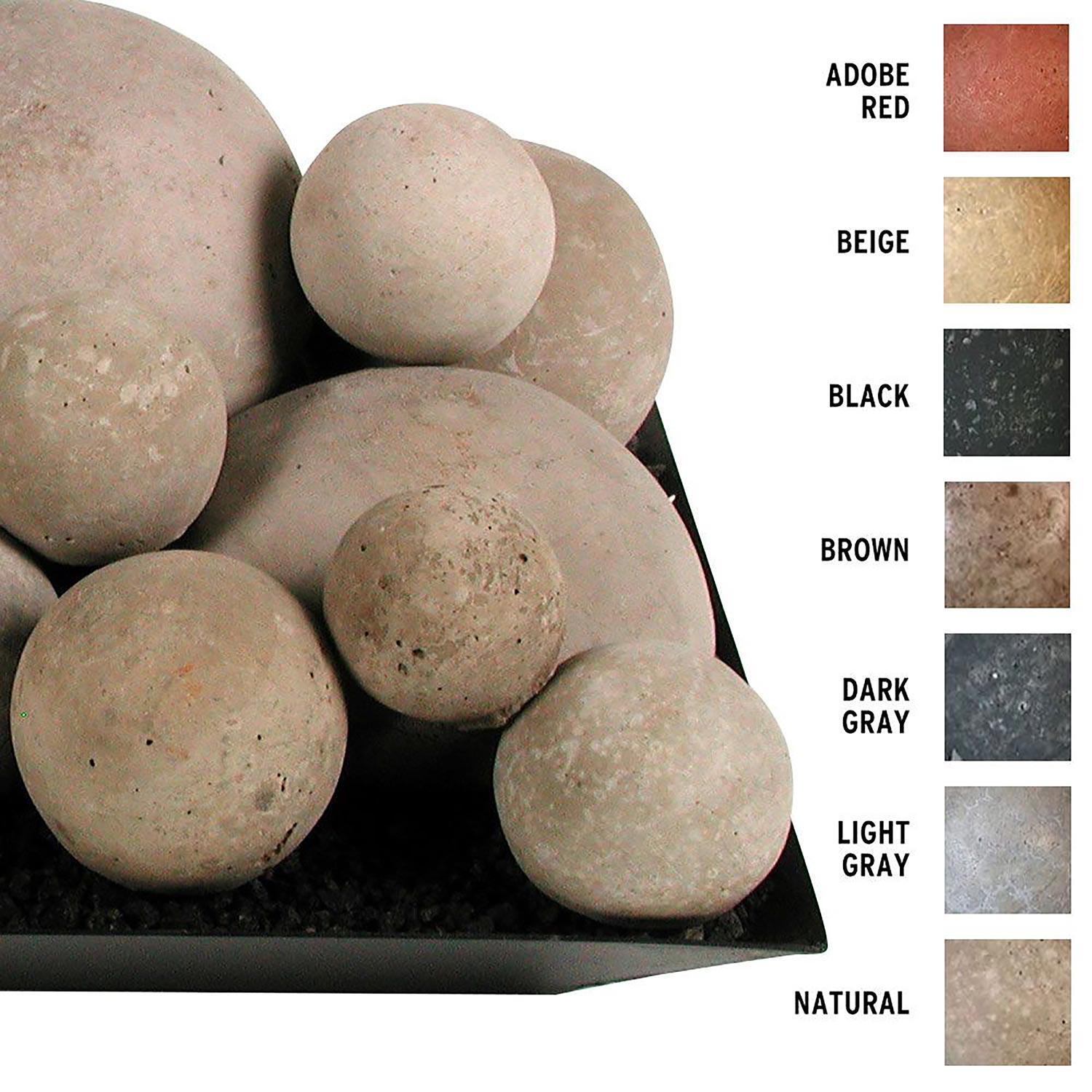 Rasmussen BALL18-A Mixed Smooth FireBalls for 18-Inch Linear Burner, 18-Piece Set