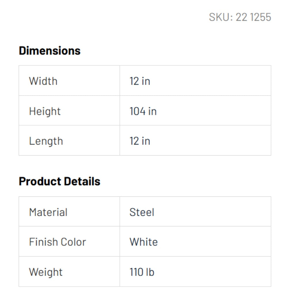 Infratech White Pole Mount for Infrared Electric Patio Heater
