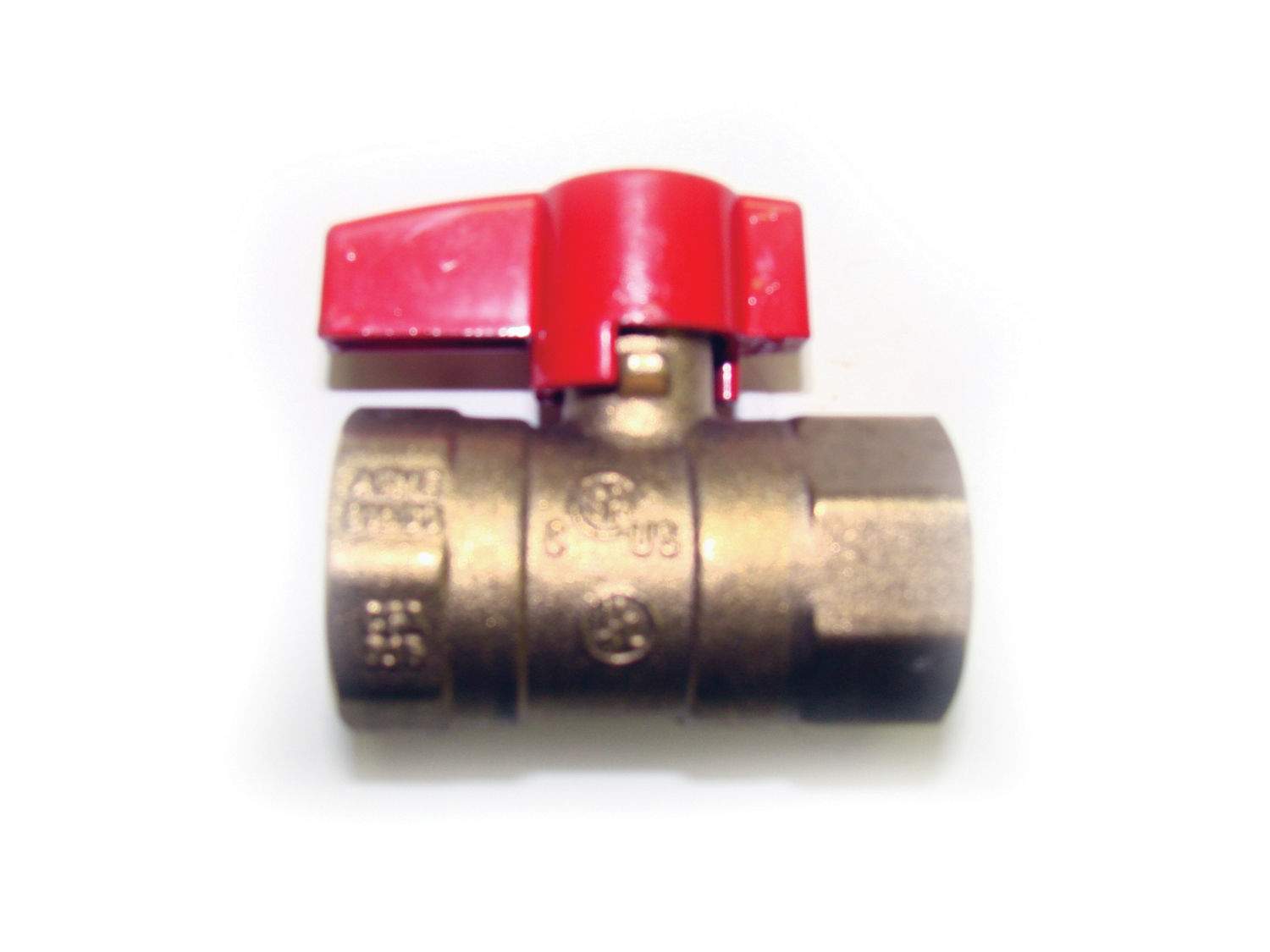 3/4-inch manual ball valve with brass body and red lever handle
