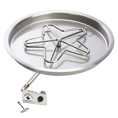 HPC Fire Unassembled Penta FPK Push Button Spark Ignition Natural Gas Fire Pit Kit with Round Bowl Pan
