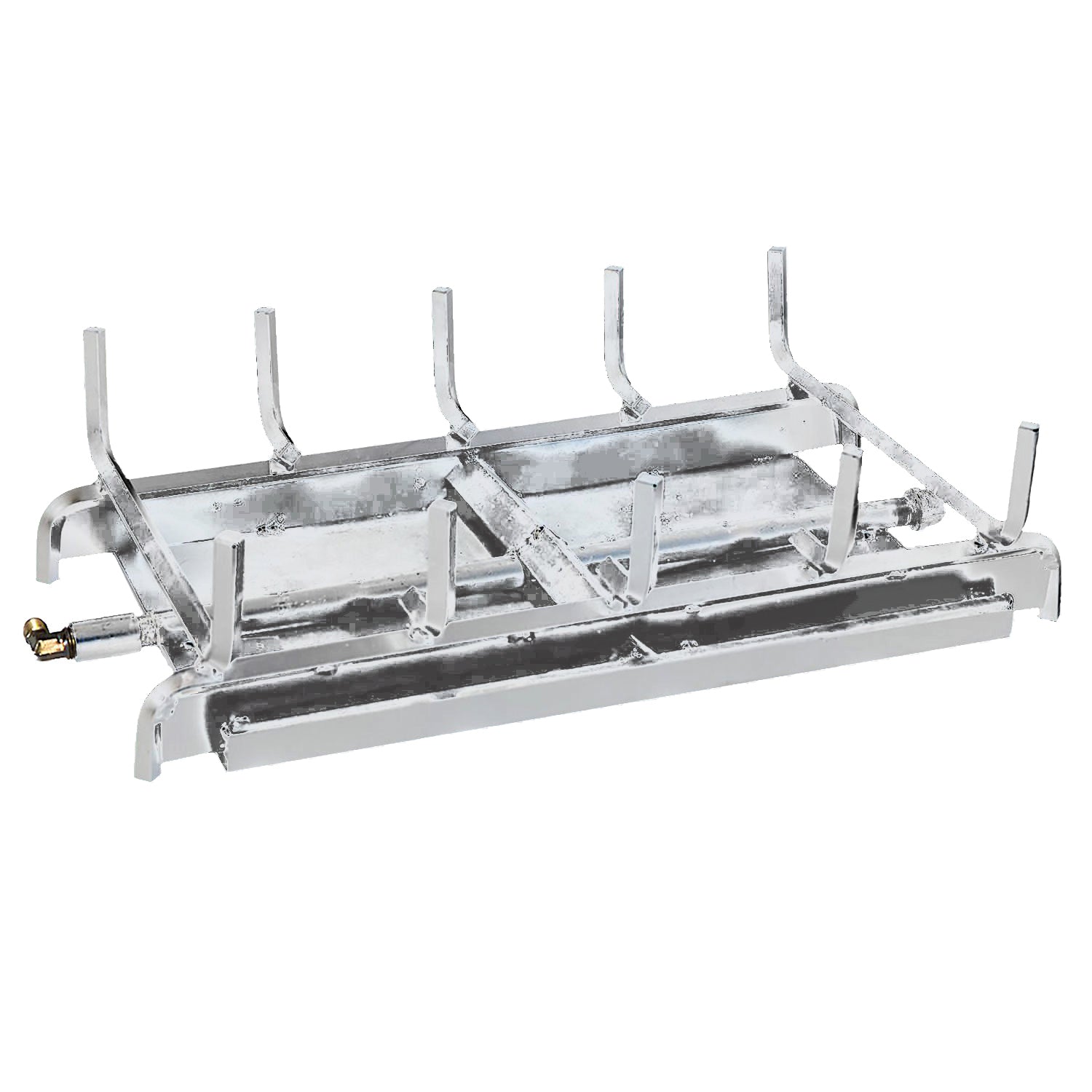 Stainless steel two-burner double-sided gas grill burner system with control valves