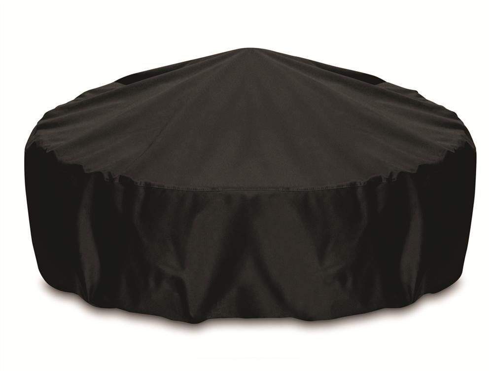 60-inch black fire pit cover with elastic drawcord hem