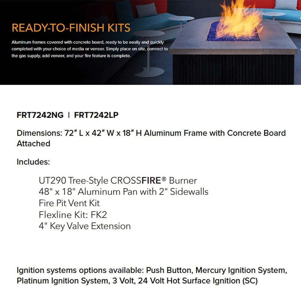 72x42 in aluminum fire pit enclosure frame with concrete board attached, kit details