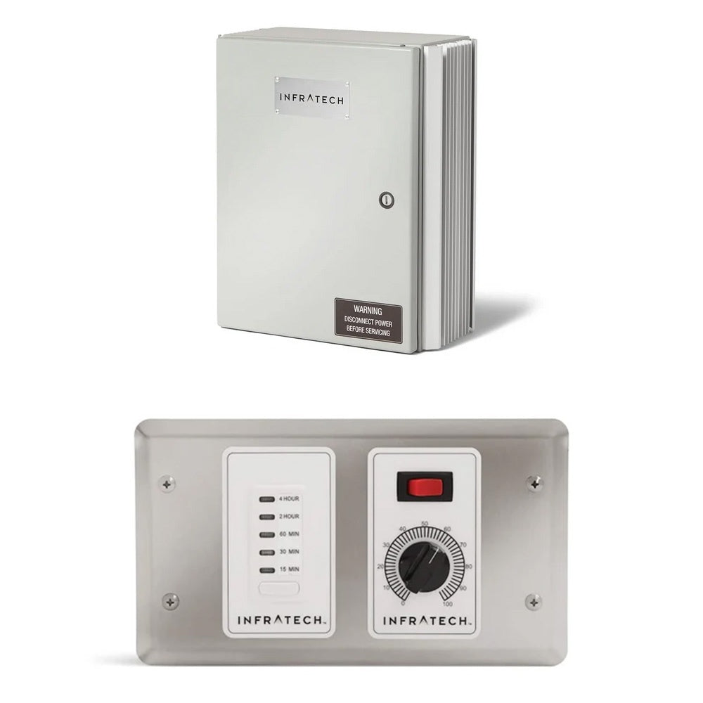 Infratech solid state control package with light gray panel showing dial and red status light
