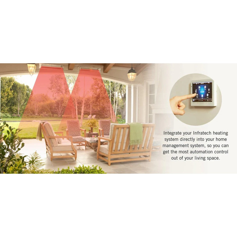Indoor home heating relay control display showing Infratech app on wall unit screen