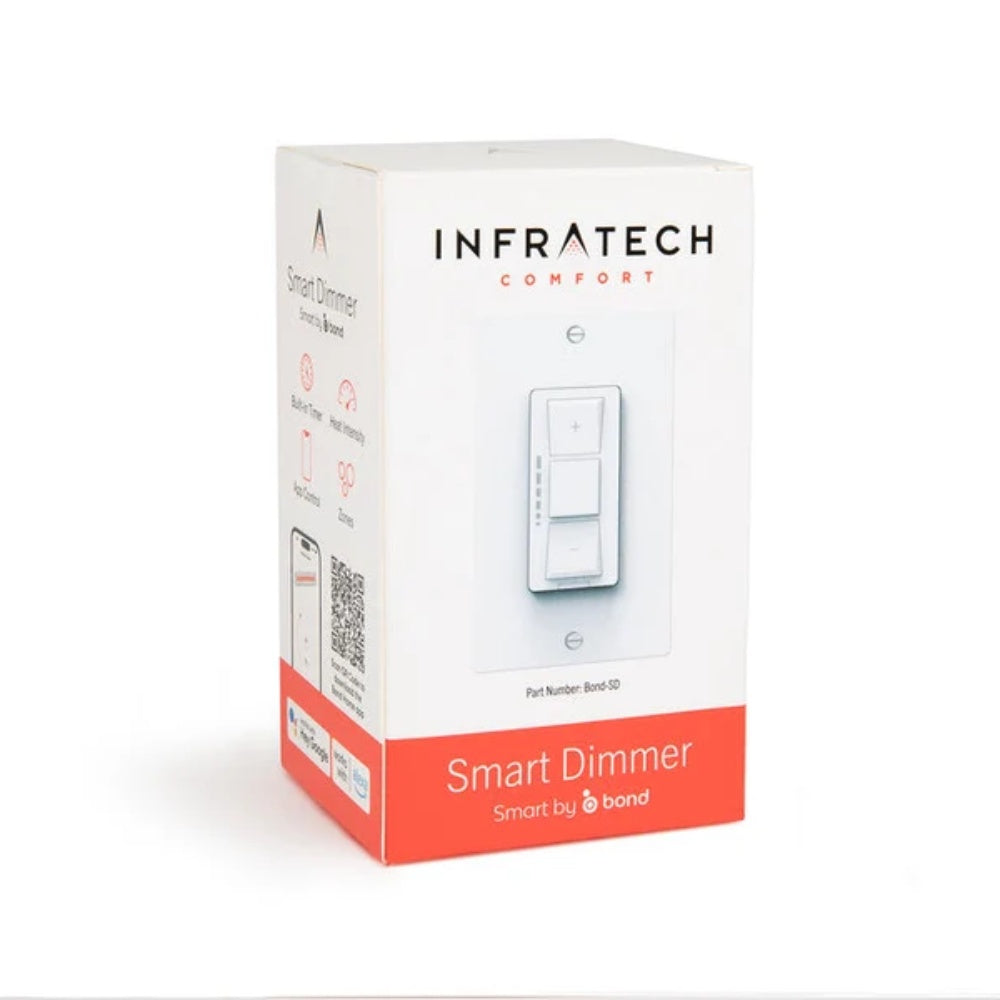 Infratech Smart Dimmer retail box packaging with wall controller illustration