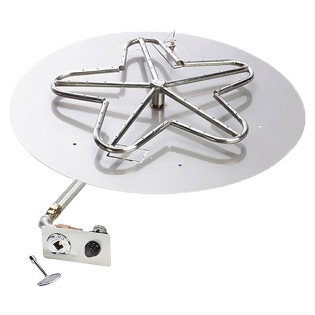 Round flat pan gas burner kit with pentagon star burner and ignition valve