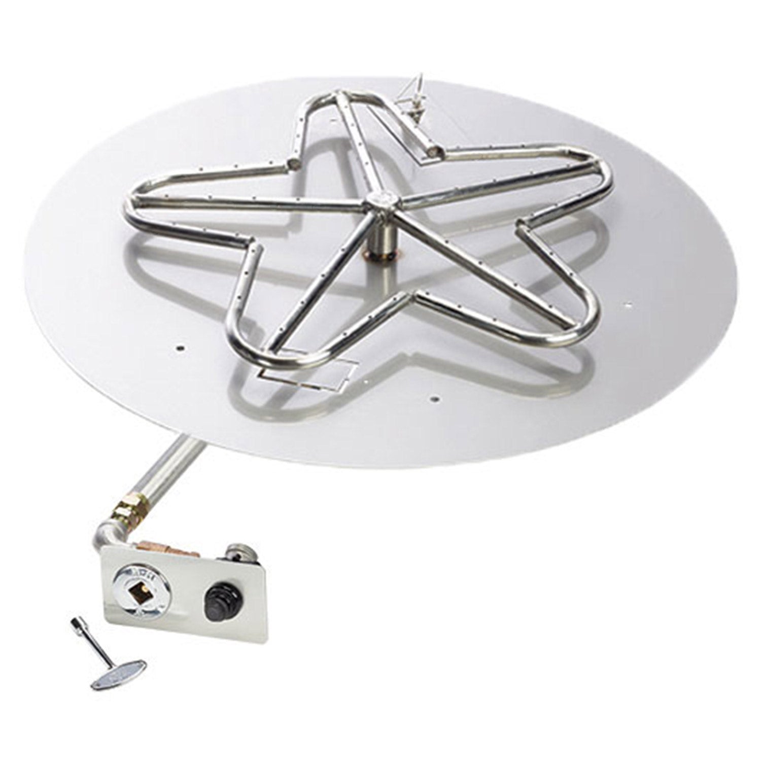 Round flat pan gas burner kit with pentagon star burner and ignition valve