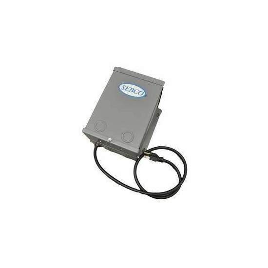 12 VAC power supply with SEBCO label and attached black power cable, compact grey housing