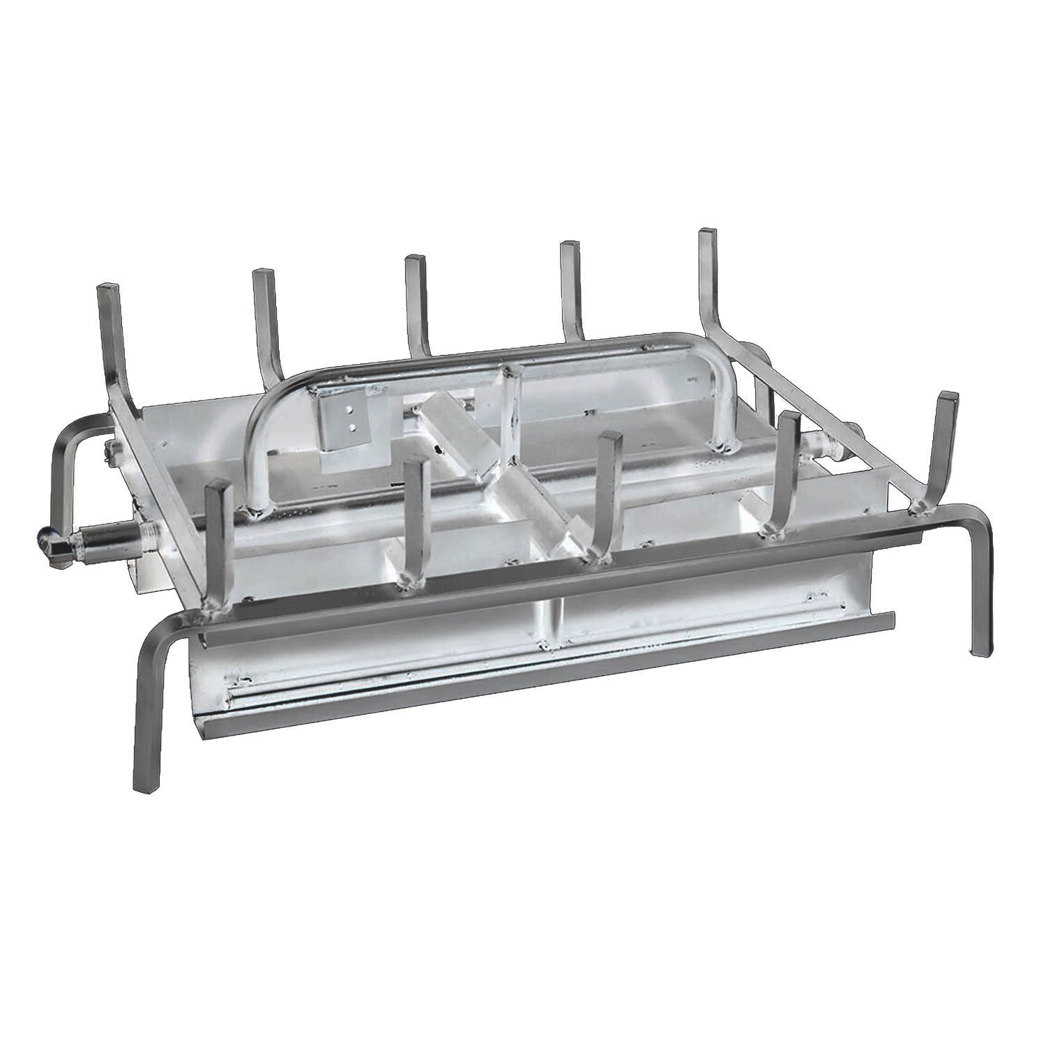 Stainless steel double-sided 3-burner grill system with burner grates and frame