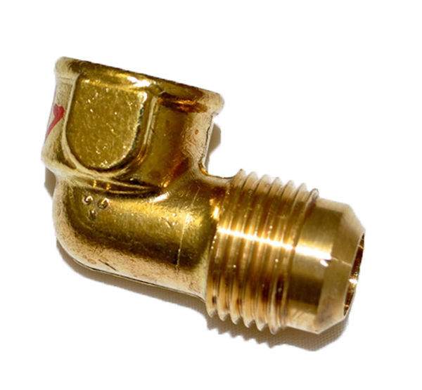 HPC Fire 90 Degree Female Elbow Brass Fitting, 1/2-Inch Tube, 3/8-Inch FIP