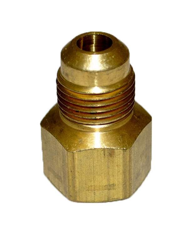 Brass fire adaptor fitting with hex exterior and threaded ends, 1/2-in FIP