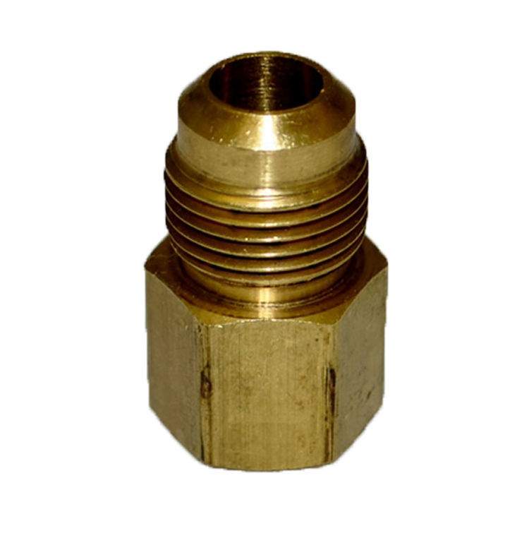 Brass tube adaptor fitting with hex body and threaded ends