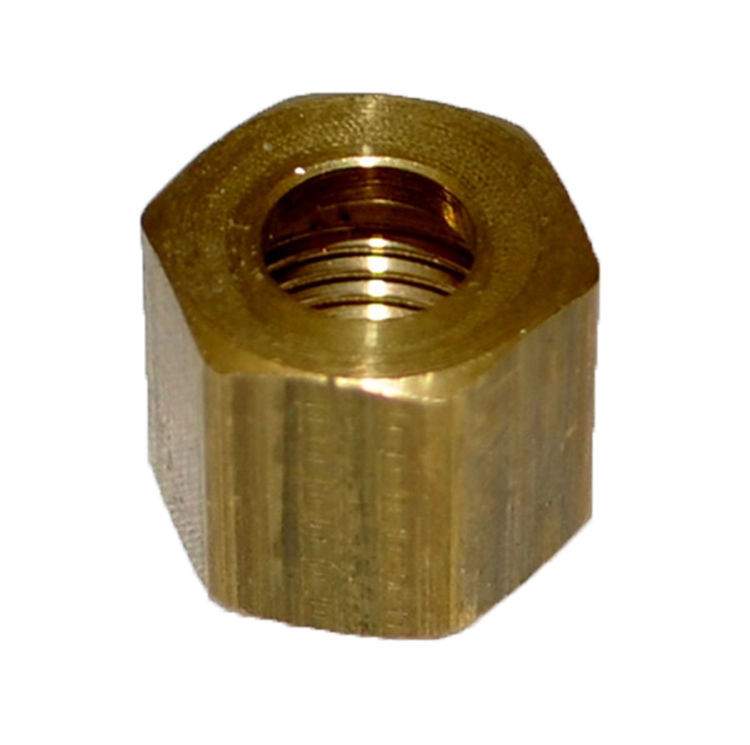 Brass compression nut with internal threads, hex head