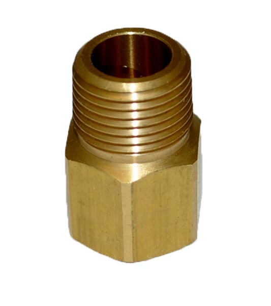 Brass pipe adaptor fitting with internal and external threads, 3/8-in FIP to MIP