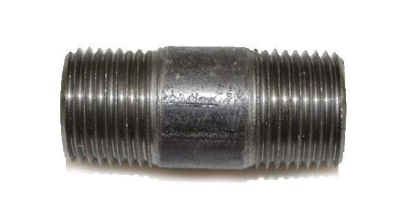Black iron pipe nipple with external threads, straight connector