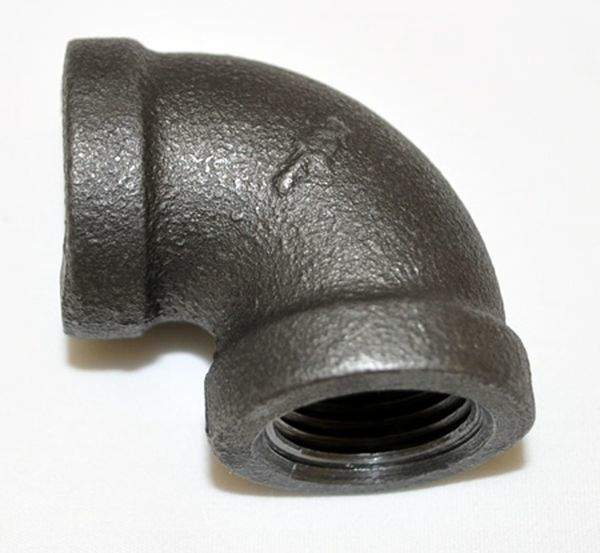 1/2-inch black iron elbow pipe fitting, threaded female end