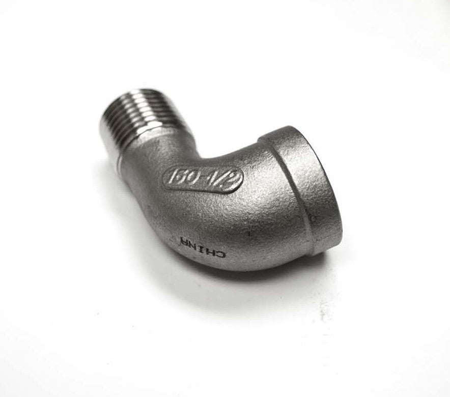 Stainless steel street elbow fitting with external threads, 1/2-inch size
