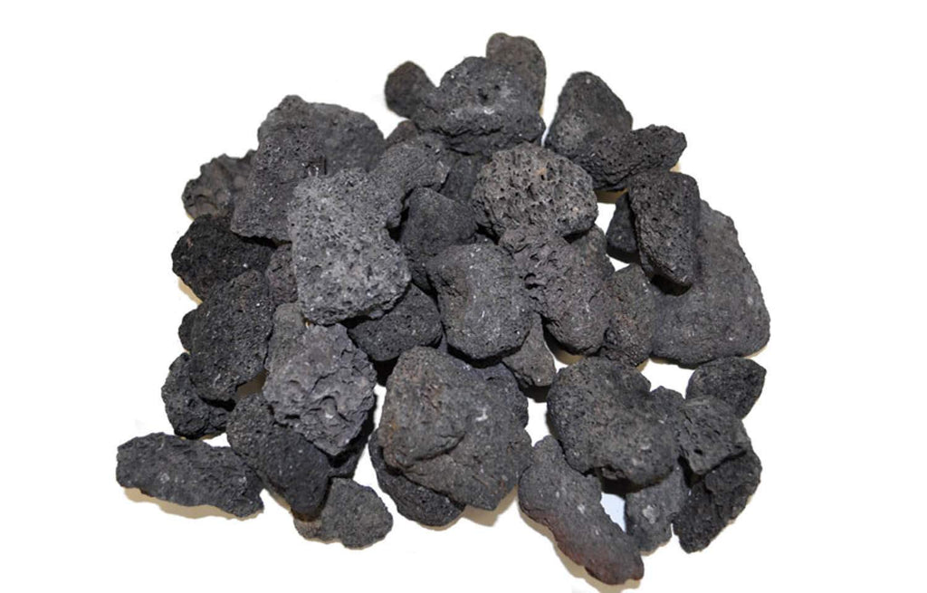 Dark lava rocks for fire pit, assorted rugged stones