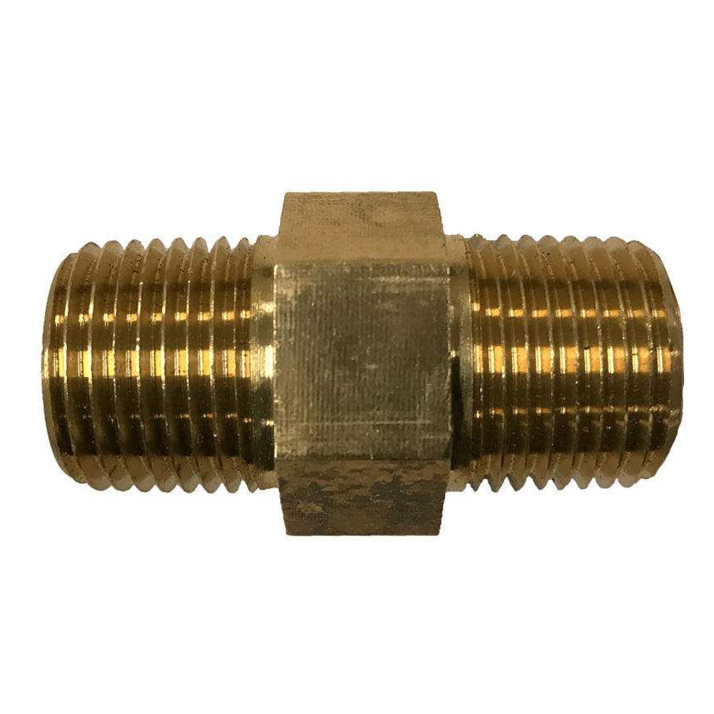 Brass gas orifice adapter with external threads and hex collar