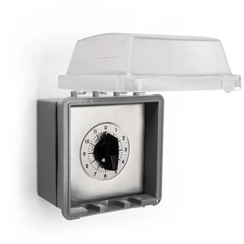 Automatic shut-off timer with gray NEMA enclosure and black dial face